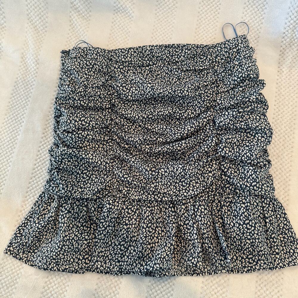 mable leopard cheetah printed cinched ruffle skirt size medium M